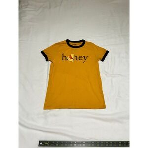 Disney Winnie the Pooh Honey Ringer Tee Yellow Black Y2K Aesthetic Shirt Medium